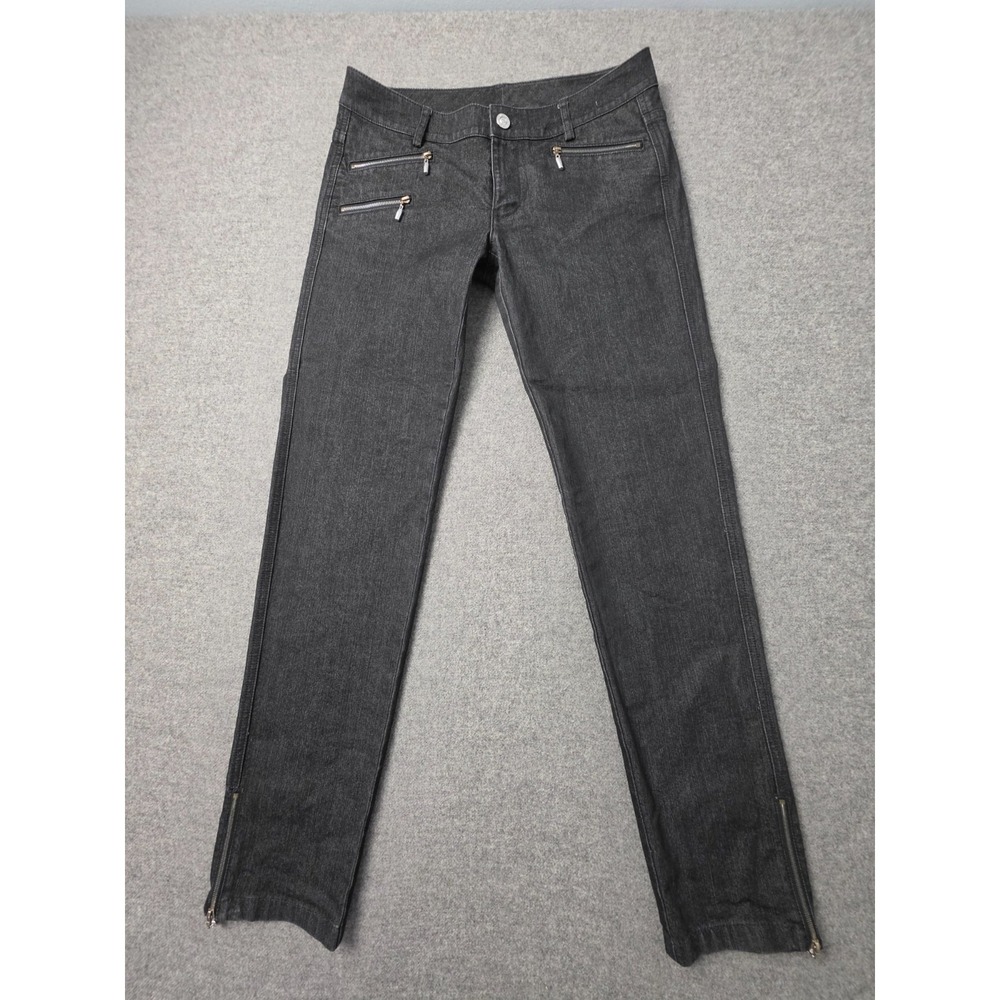St. John Jeans Womens 2 Black Denim Ankle Zip Americana Straight Leg Streetwear